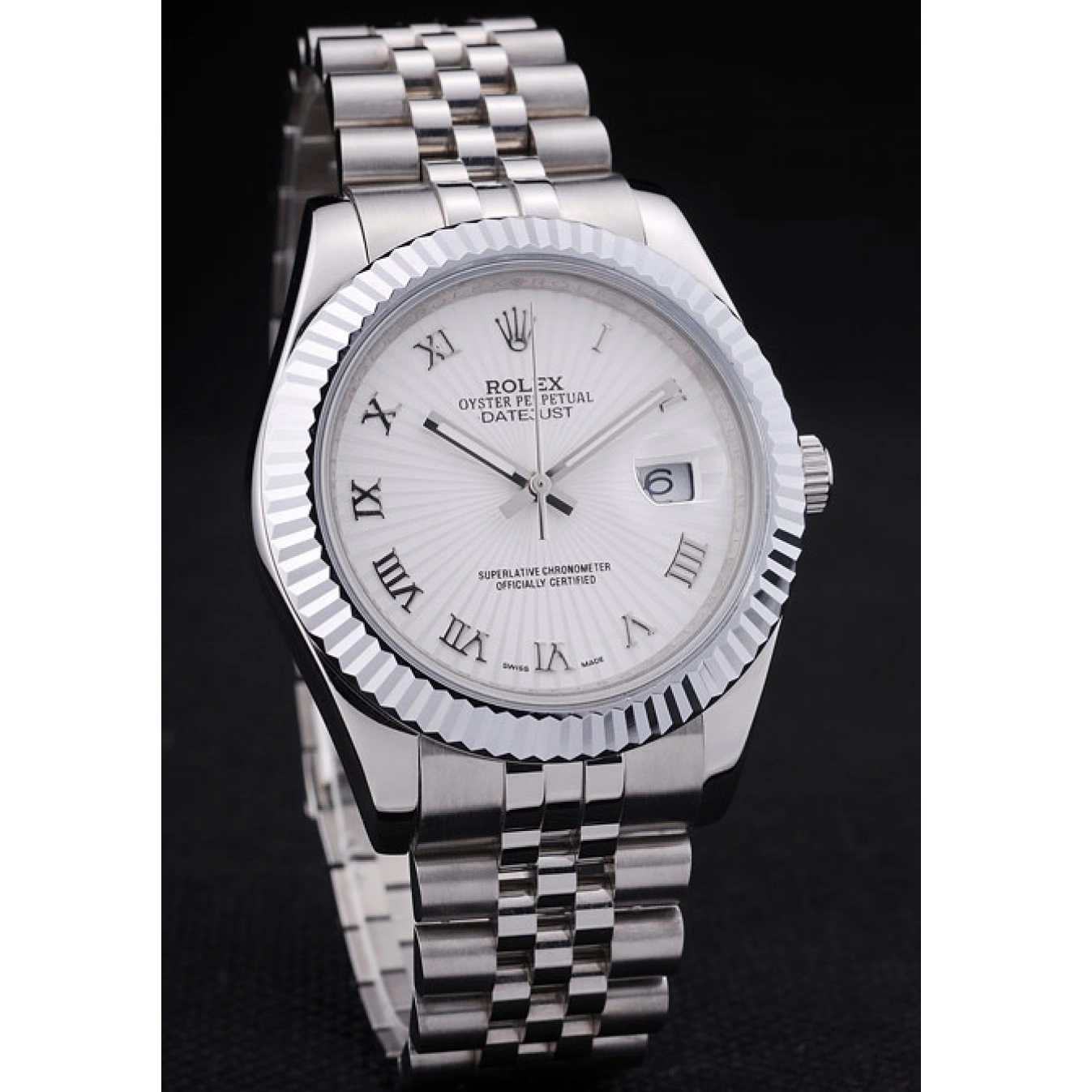 Best AAA Replica Sites Dial Ribbed Datejust Rolex Radial Bezel 7478 White 0531